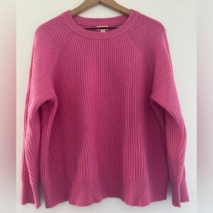 J.CREW Ribbed Cashmere Oversized Crewneck Sweater in Dahlia - Size Small